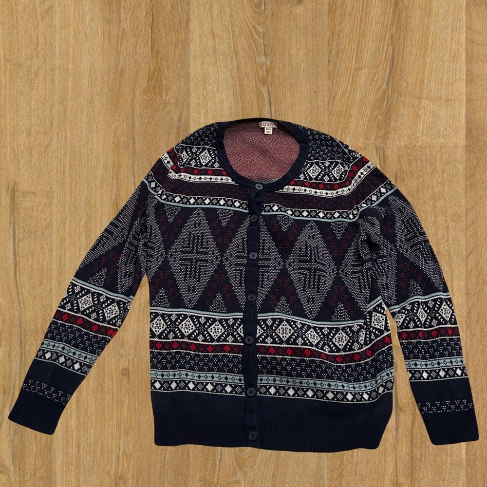 Merona Christmas Holiday Argyle Cardigan - Blue, Red